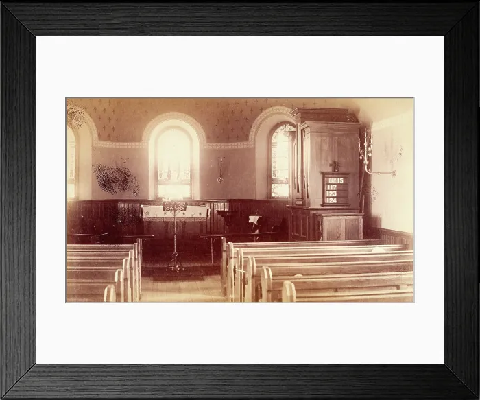 Framed Print : Bellevue Hospital, New York City: the Chapel interior, 1885-1898. Creator: Unknown Framed Print : Bellevue Hospital, New York City: the Chapel interior, 1885-1898. Creator: Unknown