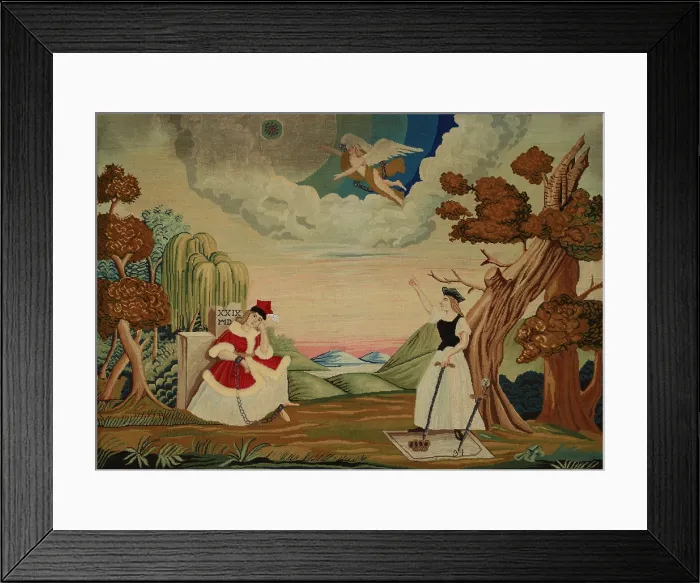 Framed Print : Embroidered picture-allegorical scene with the personification of Poland, after 1831. Creator: Unknown Framed Print : Embroidered picture-allegorical scene with the personification of Poland, after 1831. Creator: Unknown