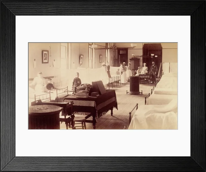 Framed Print : Bellevue Hospital, New York City: a ward for children, protected by bars... 1885-1898. Creator: Unknown Framed Print : Bellevue Hospital, New York City: a ward for children, protected by bars... 1885-1898. Creator: Unknown