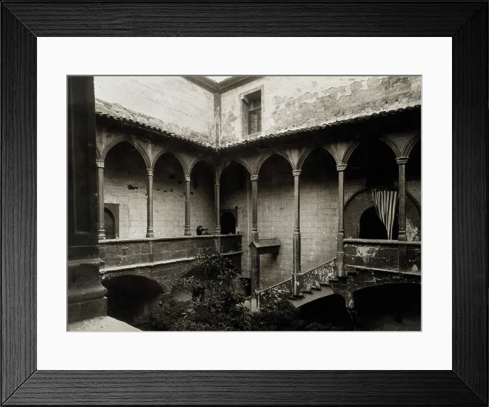 Framed Print : Hospital de la Santa Maria, Lerida: view of the staircase to the courtyard, c1900. Creator: Unknown Framed Print : Hospital de la Santa Maria, Lerida: view of the staircase to the courtyard, c1900. Creator: Unknown