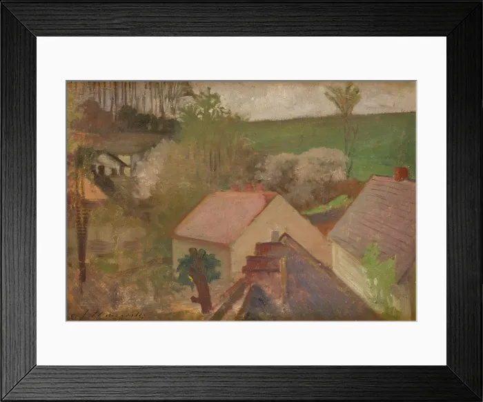 Framed Print : Countryside Landscape with Houses, between 1904-1908. Creator: Jacek Malczewski