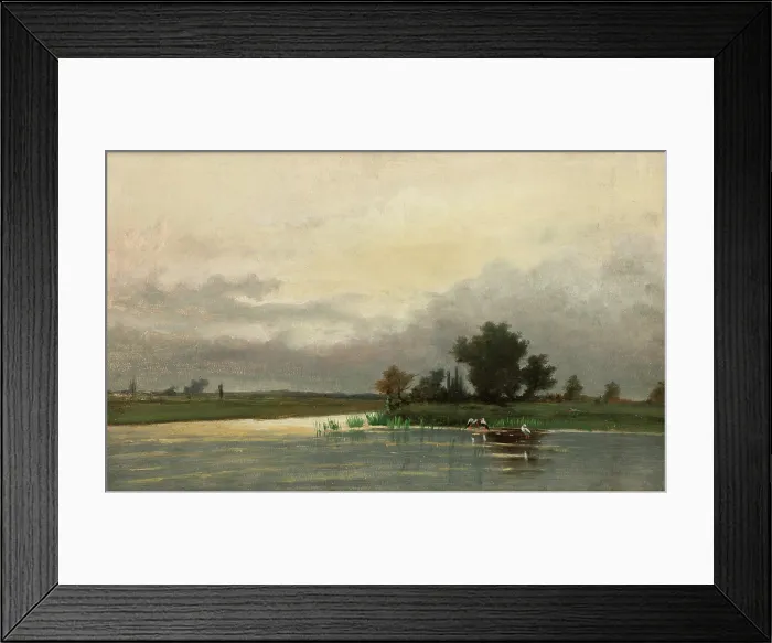 Framed Print : Landscape with Ponds and Storks, c1875. Creator: Wladyslaw Malecki Framed Print : Landscape with Ponds and Storks, c1875. Creator: Wladyslaw Malecki