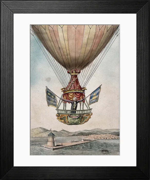 Framed Print : James Sadler setting off on the proposed first crossing of the Irish Sea from Dublin by... 1812. Creator: Unknown Framed Print : James Sadler setting off on the proposed first crossing of the Irish Sea from Dublin by... 1812. Creator: Unknown