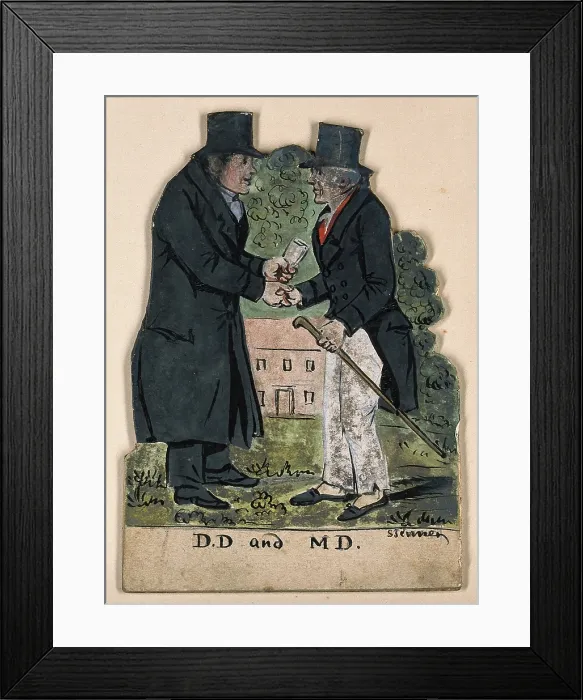 Framed Print : A divine and a physician shaking hands on meeting, 1830-1850. Creator: Stephen Jenner Framed Print : A divine and a physician shaking hands on meeting, 1830-1850. Creator: Stephen Jenner