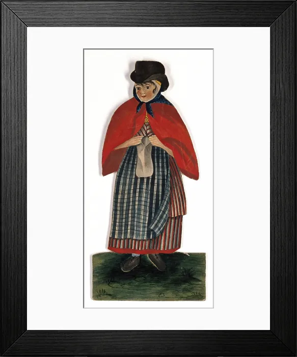 Framed Print : A country woman wearing hat and red cloak, 19th century. Creator: Stephen Jenner Framed Print : A country woman wearing hat and red cloak, 19th century. Creator: Stephen Jenner
