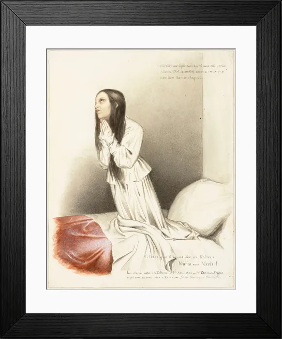Framed Print : Maria von Moehrl, a girl with stigmata on her hands, 1840s. Creator: Louis Gaston Adrien de Segur Framed Print : Maria von Moehrl, a girl with stigmata on her hands, 1840s. Creator: Louis Gaston Adrien de Segur