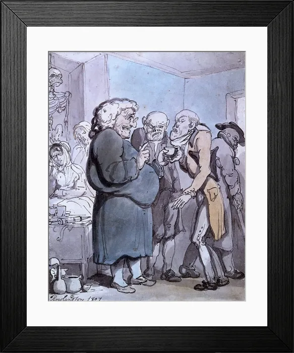 Framed Print : Patients consulting an obese quack, 1807. Creator: Thomas Rowlandson Framed Print : Patients consulting an obese quack, 1807. Creator: Thomas Rowlandson