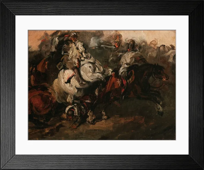 Framed Print : Encounter of Cuirassiers, c1835. Creator: Piotr Michalowski Framed Print : Encounter of Cuirassiers, c1835. Creator: Piotr Michalowski