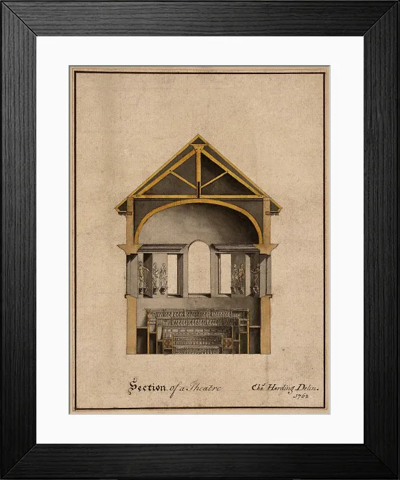 Framed Print : Section of a Theatre, 1762. Creator: Charles Harding Framed Print : Section of a Theatre, 1762. Creator: Charles Harding