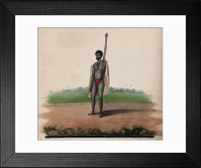 Framed Print : A Hindu ascetic or holy man: standing, with withered left arm raised over his head, and... 1880. Creator: Unknown Framed Print : A Hindu ascetic or holy man: standing, with withered left arm raised over his head, and... 1880. Creator: Unknown