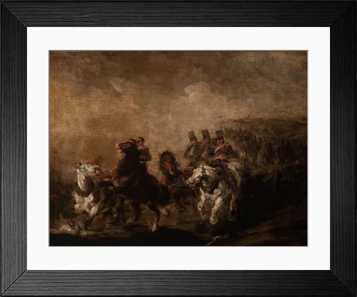 Framed Print : Artillery Crossing a Stream, 1844. Creator: Piotr Michalowski Framed Print : Artillery Crossing a Stream, 1844. Creator: Piotr Michalowski