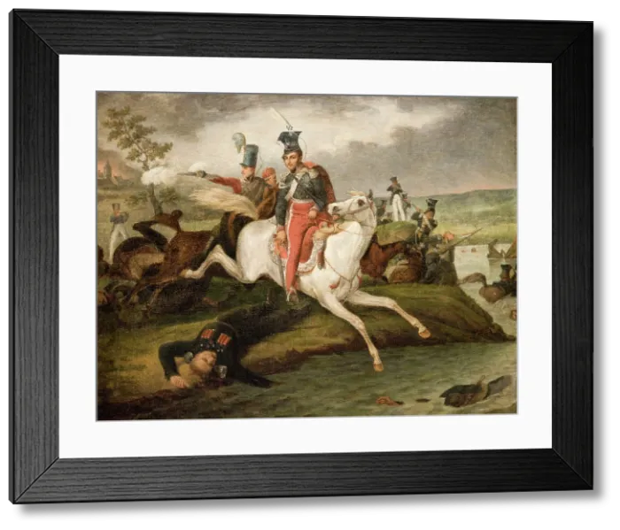 Framed Print : Death of Prince Jozef Poniatowski, between 1815-1842. Creator: Unknown Framed Print : Death of Prince Jozef Poniatowski, between 1815-1842. Creator: Unknown