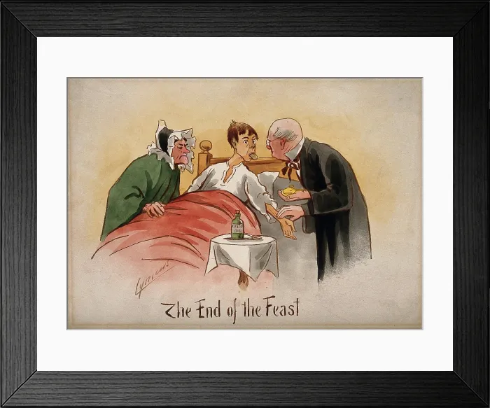 Framed Print : A patient poking out his tongue and having his pulse taken by a physician, c1895. Creator: Martin Anderson Framed Print : A patient poking out his tongue and having his pulse taken by a physician, c1895. Creator: Martin Anderson