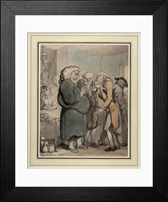 Framed Print : Patients consulting an obese quack, 1807. Creator: Thomas Rowlandson Framed Print : Patients consulting an obese quack, 1807. Creator: Thomas Rowlandson