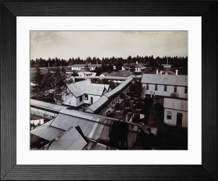 Framed Print : Metropolitan Lunatic Asylum, Kew, Victoria (Australia): some of the buildings... c1890s. Creator: Unknown Framed Print : Metropolitan Lunatic Asylum, Kew, Victoria (Australia): some of the buildings... c1890s. Creator: Unknown