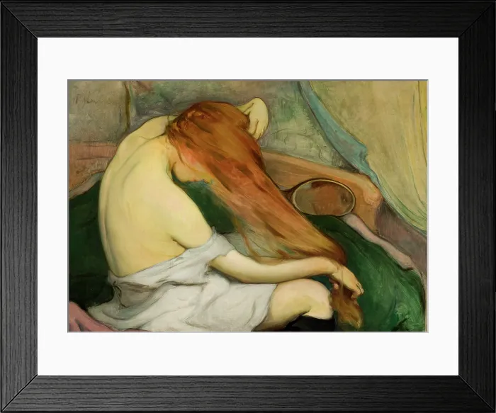 Framed Print : Woman Combing Her Hair, 1897. Creator: Wladyslaw Slewinski Framed Print : Woman Combing Her Hair, 1897. Creator: Wladyslaw Slewinski