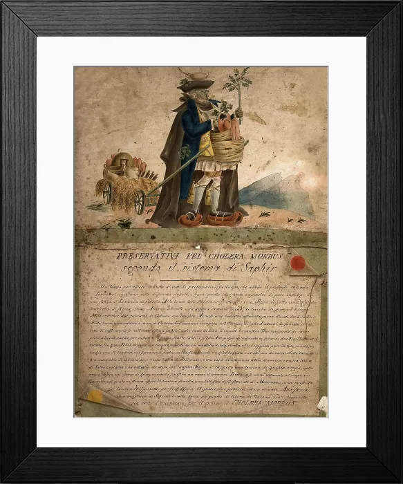 Framed Print : Preservativi pel Cholera Morbus secondo il Sistema di Saphir, 1832. Creator: Moritz Gottlieb Saphir Framed Print : Preservativi pel Cholera Morbus secondo il Sistema di Saphir, 1832. Creator: Moritz Gottlieb Saphir