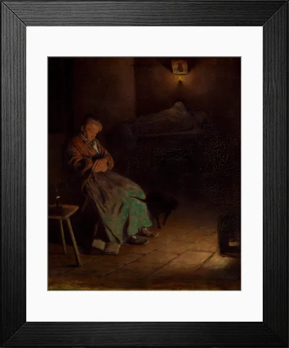 Framed Print : Old Woman Watching Over a Dead Body II, between 1890-1899. Creator: Aleksander Gierymski Framed Print : Old Woman Watching Over a Dead Body II, between 1890-1899. Creator: Aleksander Gierymski