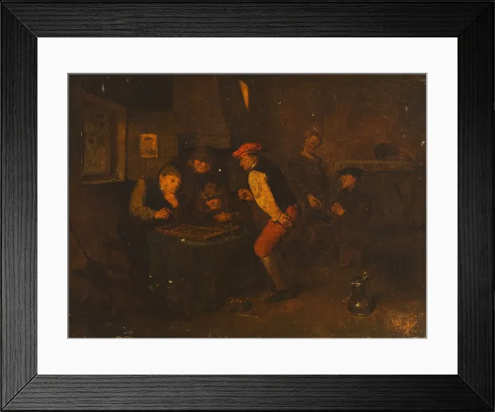 Framed Print : Genre Scene in an Inn (Backgammon Game), between 1680-1720. Creator: Unknown