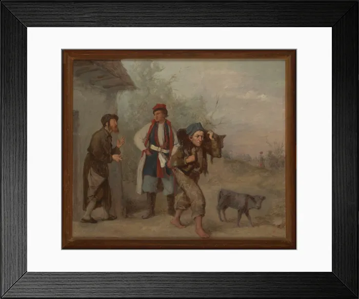 Framed Print : Haggling over a Calf, 1866. Creator: Aleksander Kotsis Framed Print : Haggling over a Calf, 1866. Creator: Aleksander Kotsis