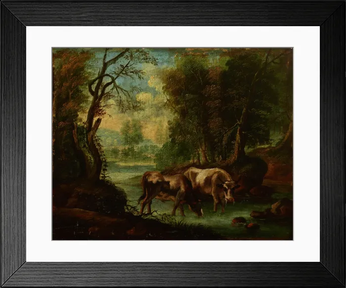 Framed Print : Landscape with Oxen, turn of the 18th and 19th centuries. Creator: Unknown Framed Print : Landscape with Oxen, turn of the 18th and 19th centuries. Creator: Unknown