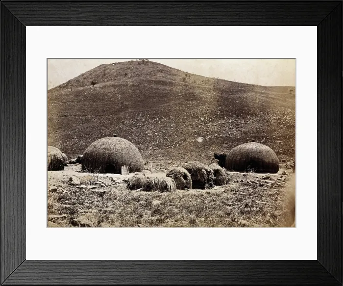 Framed Print : Natal, South Africa: traditional kraal huts, 19th century. Creator: Unknown Framed Print : Natal, South Africa: traditional kraal huts, 19th century. Creator: Unknown