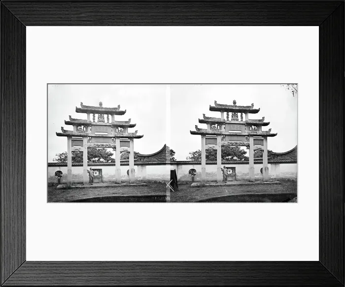 Framed Print : Fujian, province, China: a pailou (memorial arch) dedicated to a virtuous widow, 1870 / 1871. Creator: John Thomson Framed Print : Fujian, province, China: a pailou (memorial arch) dedicated to a virtuous widow, 1870 / 1871. Creator: John Thomson