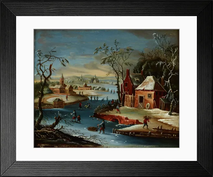 Framed Print : On a Frozen Canal, 1st half of 19th century. Creator: Unknown Framed Print : On a Frozen Canal, 1st half of 19th century. Creator: Unknown