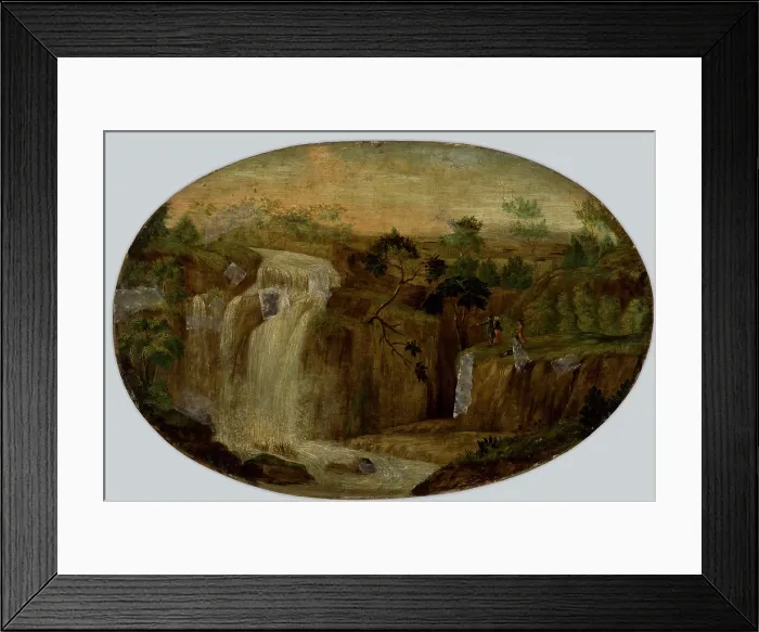 Framed Print : Landscape with a Waterfall, between 1750-1850. Creator: Unknown Framed Print : Landscape with a Waterfall, between 1750-1850. Creator: Unknown