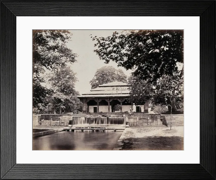 Framed Print : Kashmir: a bungalow above a weir, c1860s. Creator: Samuel Bourne Framed Print : Kashmir: a bungalow above a weir, c1860s. Creator: Samuel Bourne