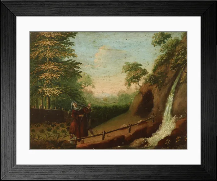 Framed Print : Anchoress Working in the Garden, between 1780-1815. Creator: Unknown Framed Print : Anchoress Working in the Garden, between 1780-1815. Creator: Unknown