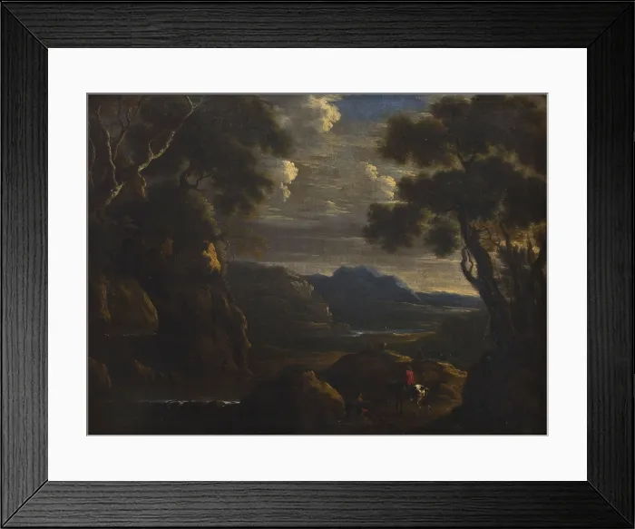Framed Print : Landscape with a Man on Horseback, 2nd half of 17th century Framed Print : Landscape with a Man on Horseback, 2nd half of 17th century