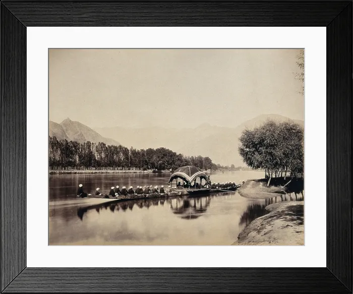 Framed Print : Srinagar, Kashmir: a large rowing boat proceeding along an inland waterway, c1870s. Creator: Samuel Bourne Framed Print : Srinagar, Kashmir: a large rowing boat proceeding along an inland waterway, c1870s. Creator: Samuel Bourne