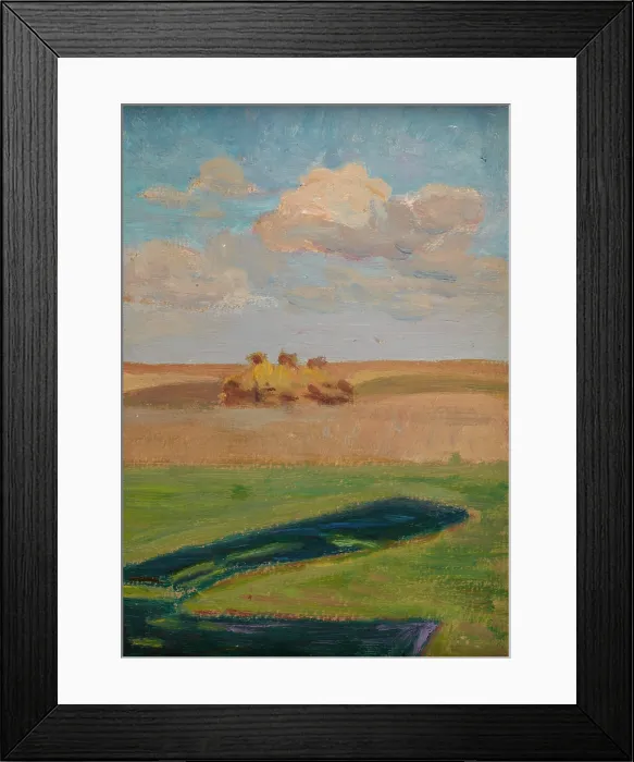Framed Print : Landscape with Stacks, 1900. Creator: Unknown Framed Print : Landscape with Stacks, 1900. Creator: Unknown