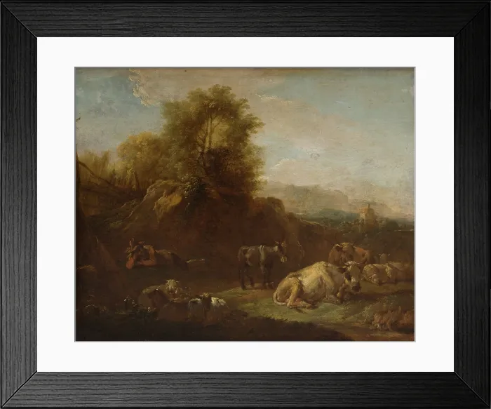 Framed Print : Landscape with Animals and a Shepherd, 2nd half of 17th century. Creator: Nicolaes Berchem Framed Print : Landscape with Animals and a Shepherd, 2nd half of 17th century. Creator: Nicolaes Berchem