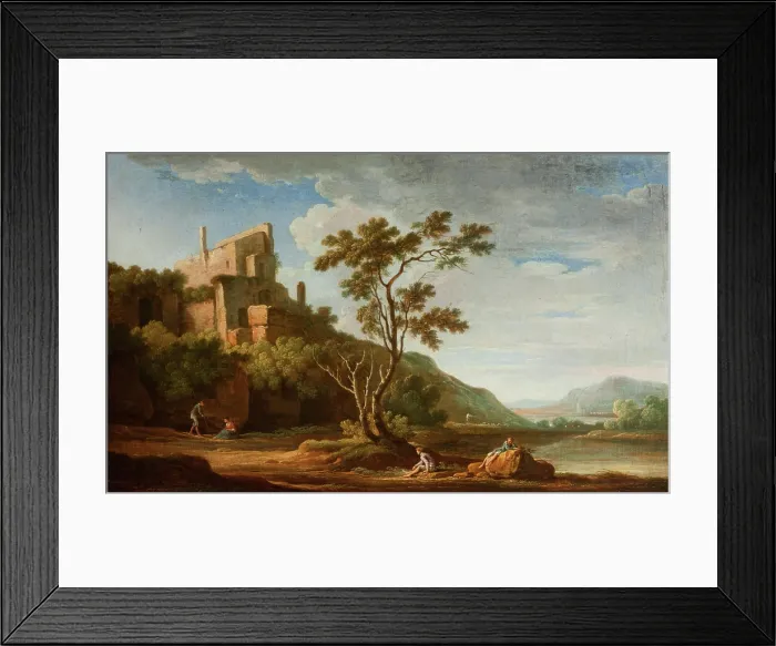 Framed Print : Landscape with Castle Ruins, 1765. Creator: Adolf Fryderyk Harper Framed Print : Landscape with Castle Ruins, 1765. Creator: Adolf Fryderyk Harper