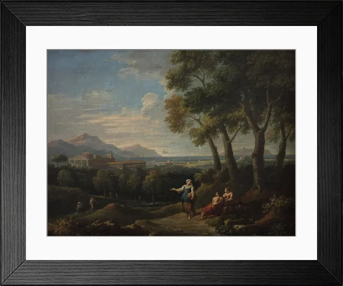 Framed Print : Landscape with a Genre Scene, 18th century. Creator: Jan Frans van Bloemen Framed Print : Landscape with a Genre Scene, 18th century. Creator: Jan Frans van Bloemen