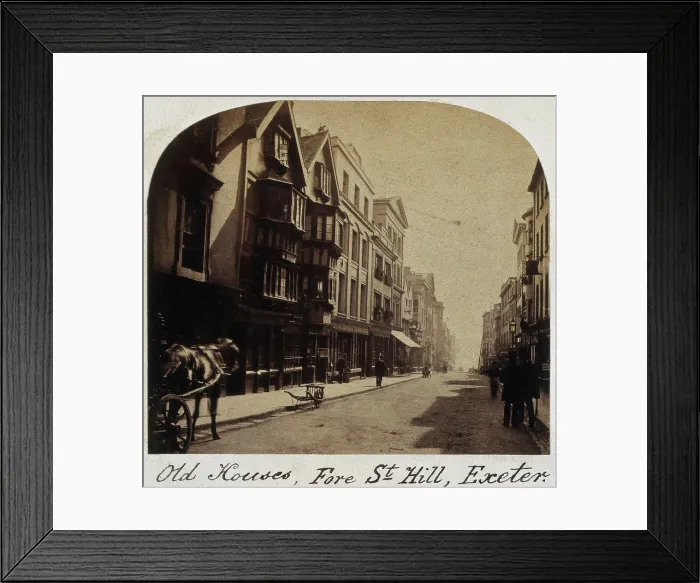Framed Print : Old houses, Fore St Hill, Exeter. Creator: Unknown Framed Print : Old houses, Fore St Hill, Exeter. Creator: Unknown