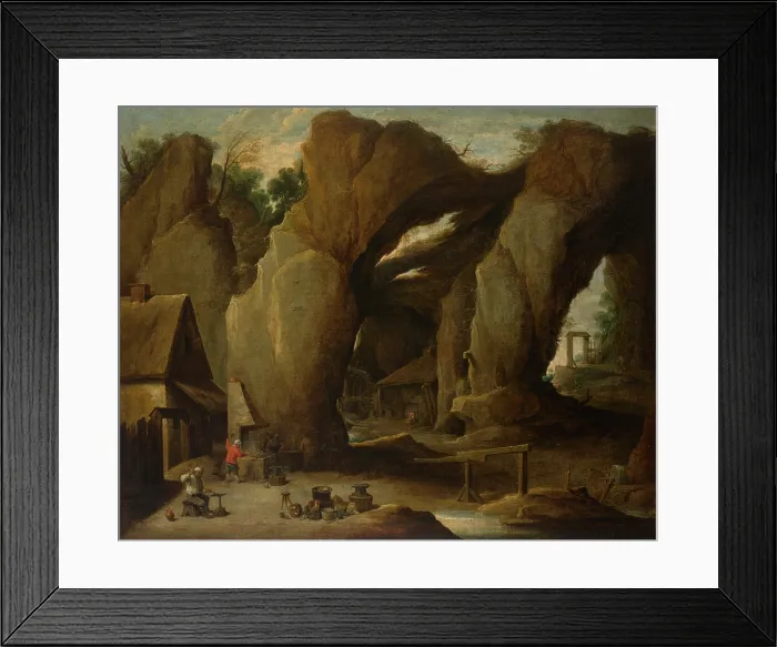 Framed Print : Forge Among Rocks, 2nd half of 17th century. Creator: Follower of David Teniers II Framed Print : Forge Among Rocks, 2nd half of 17th century. Creator: Follower of David Teniers II