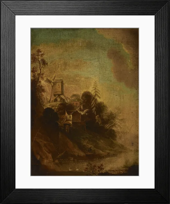 Framed Print : Landscape with a Windmill, 19th century. Creator: Unknown Framed Print : Landscape with a Windmill, 19th century. Creator: Unknown