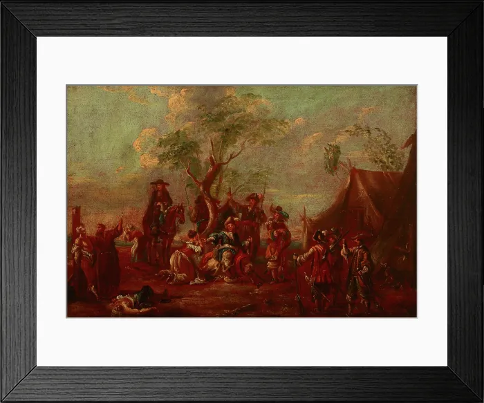 Framed Print : Battle Scene-In the Military Camp, 18th century. Creator: Unknown Framed Print : Battle Scene-In the Military Camp, 18th century. Creator: Unknown