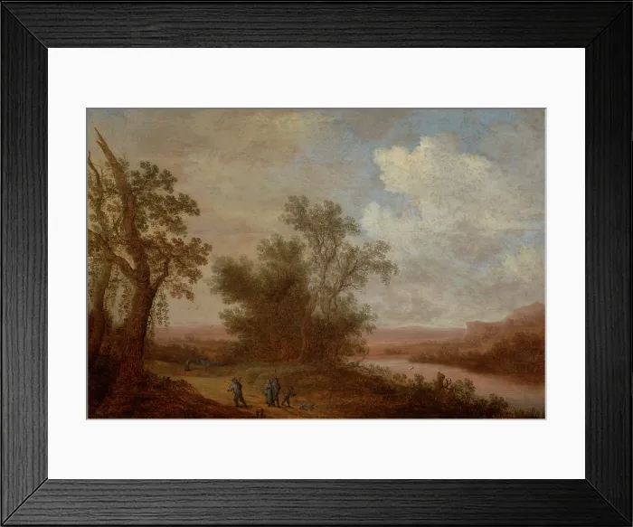Framed Print : Landscape with a Road by a River, 1647. Creator: Johannes Schoeff Framed Print : Landscape with a Road by a River, 1647. Creator: Johannes Schoeff