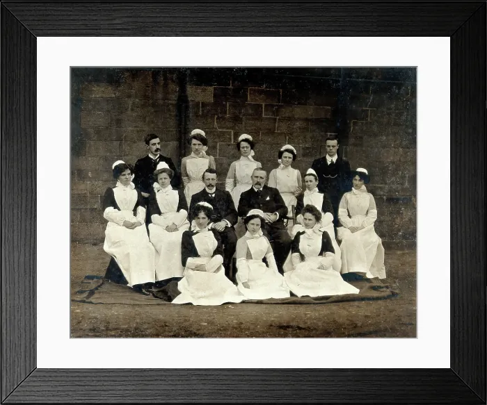 Framed Print : James Rutherford Morison with his staff: three men and ten women, c1900. Creator: Unknown Framed Print : James Rutherford Morison with his staff: three men and ten women, c1900. Creator: Unknown