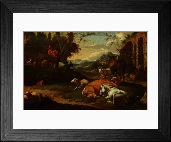 Framed Print : Landscape with Animals, 1st half of 18th century. Creator: Michiel Carree Framed Print : Landscape with Animals, 1st half of 18th century. Creator: Michiel Carree