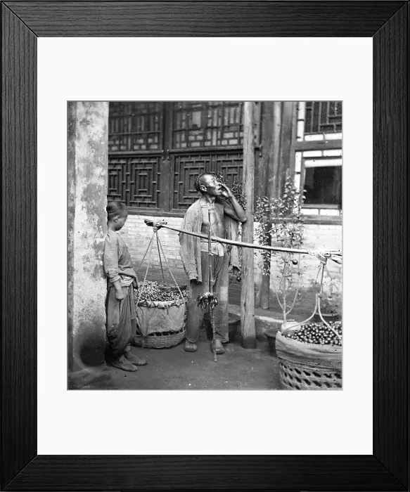 Framed Print : Peking, Pechili province, China: a travelling fruit-seller, 1869. Creator: John Thomson Framed Print : Peking, Pechili province, China: a travelling fruit-seller, 1869. Creator: John Thomson