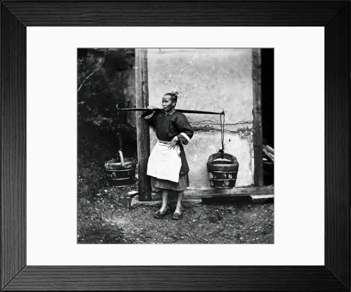 Framed Print : Foochow, Fukien province, China: a woman carrying buckets of night-soil, 1869 (1981). Creator: John Thomson Framed Print : Foochow, Fukien province, China: a woman carrying buckets of night-soil, 1869 (1981). Creator: John Thomson