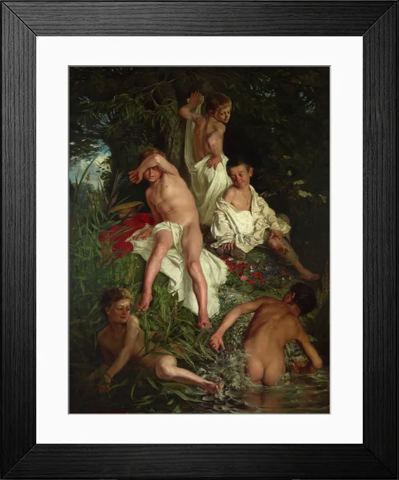 Framed Print : Boys Bathing, 1877. Creator: Kazimierz Pochwalski Framed Print : Boys Bathing, 1877. Creator: Kazimierz Pochwalski