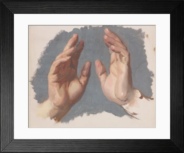Framed Print : Study of Both Hands of the Bishop for the Painting 'The Oath of Queen Jadwiga', before 1867. Creator: Jozef Simmler