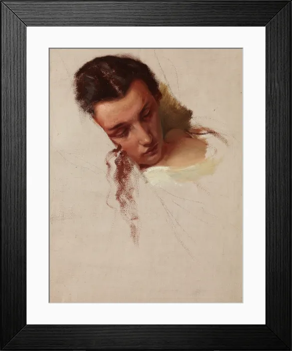 Framed Print : Study to the Painting 'The Death of Barbara Radziwill'- Head of Queen Barbara, before 1860. Creator: Jozef Simmler Framed Print : Study to the Painting 'The Death of Barbara Radziwill'- Head of Queen Barbara, before 1860. Creator: Jozef Simmler