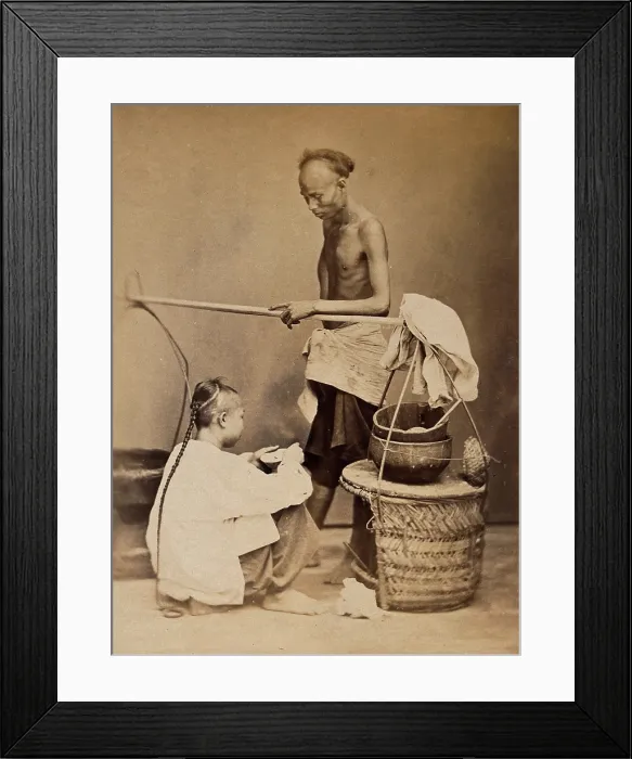 Framed Print : Singapore: a Chinese soup seller, c1880. Creator: John Edmund Taylor Framed Print : Singapore: a Chinese soup seller, c1880. Creator: John Edmund Taylor